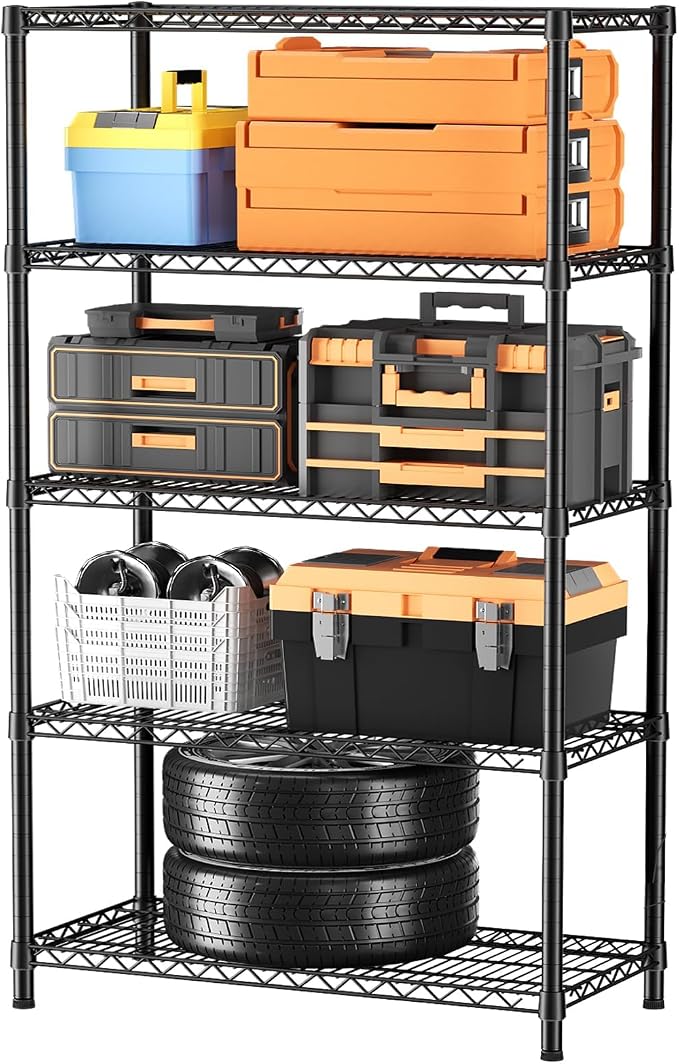 SINGAYE 5 Shelves Adjustable Shelf Heavy Duty Wire Storage Shelving Metal | Home Storage Small Rack Pantry Closet Unit for Laundry Room Organization Bathroom Kitchen
