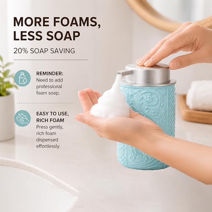 12OZ/350ML Ceramic Foaming Soap Dispenser Empty Hand Soap Dispenser Refillable Lotion Containers with Pump