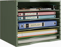 Bamjoy Bamboo 5 Tier Desktop Organizer, Paper Organizer Mail Sorter, File Holder Letter Document Storage with Adjustable Shelves for School Home Office, Forest Green