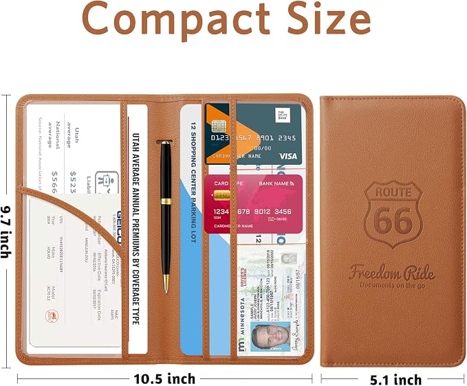 CoBak Car Registration and Insurance Holder | Vehicle Glove Box Organizer, Auto Truck Compartment Document Case with Magnetic Closure for Insurance & Driver License