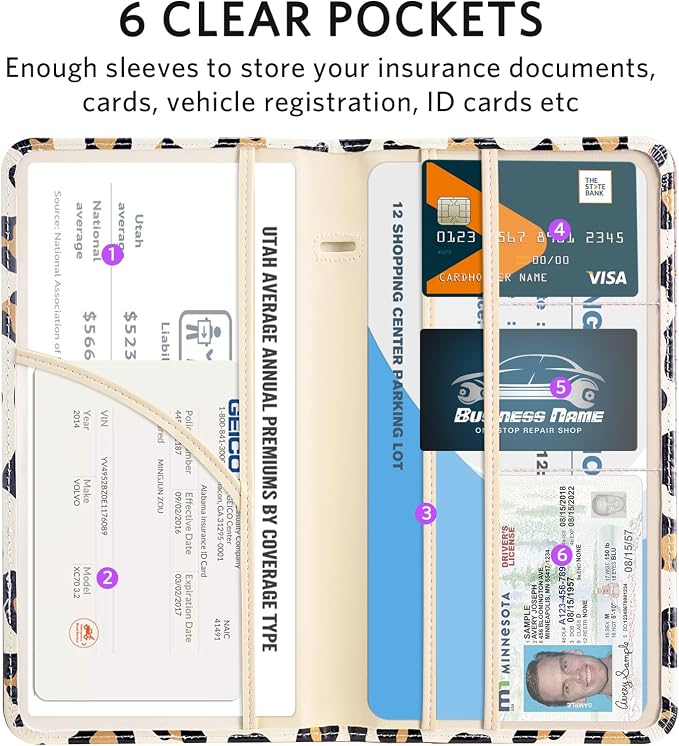 CoBak Car Registration and Insurance Holder | Vehicle Glove Box Organizer, Auto Truck Compartment Document Case with Magnetic Closure for Insurance & Driver License