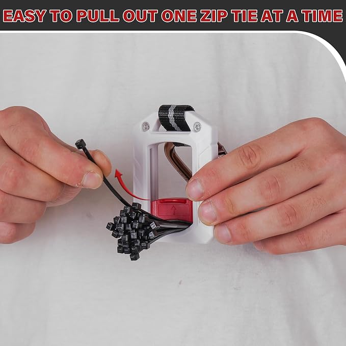 Melotough Zip Tie Organizer Band,Zip Tie Holder,Reusable,Cable Tie Bracket for Multi-Purpose Indoor and Outdoor Use,White,1Pcs