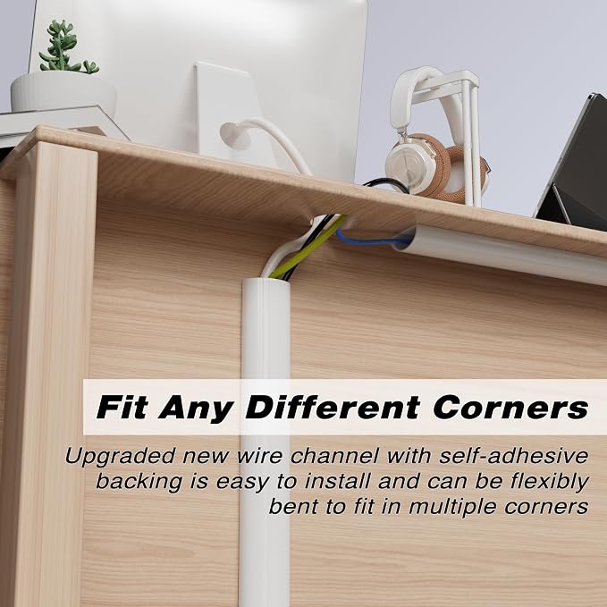 118" Silicone Cord Hider for Wall Mount TV,Large Self-Adhesive Cable Hider for 2-3 Cords,Cable Management Under Desk,Cord Organizer,Cable Raceway Home & Office Trim,Cord Concealer Channel,White