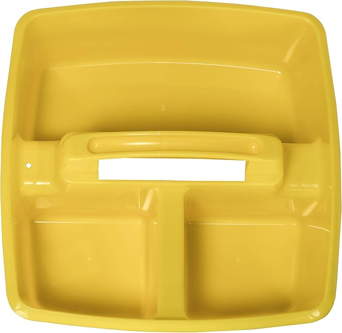 Storex 3-Compartment Small Caddy – Multipurpose Classroom Organizer with Handle, Yellow, 12-Pack (00950U06C)