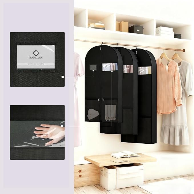 54" Garment Bag for Closet Storage, Dress Cover for Hanging Clothes | Breathable garment cover with zipper, pockets and handles to organize dresses, suits, shirts, coats and formal wear.