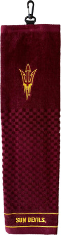 Team Golf NCAA Arizona State Sun Devils Embroidered Golf Towel Embroidered Golf Towel, Checkered Scrubber Design, Embroidered Logo