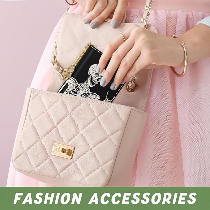 Aiawoxc Credit Card Holder, Small RFID Wallet Slim Leather Card Organizer Case with Zipper and Keychain, Skeleton