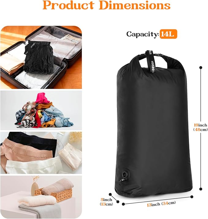 Travel Laundry Bag, Waterproof Compression Bags for Dirty Clothes | Moisture-resistant Vacuum Storage Bag, Space-Saving Laundry Storage Organizer for Cruise, Swimming, Gym