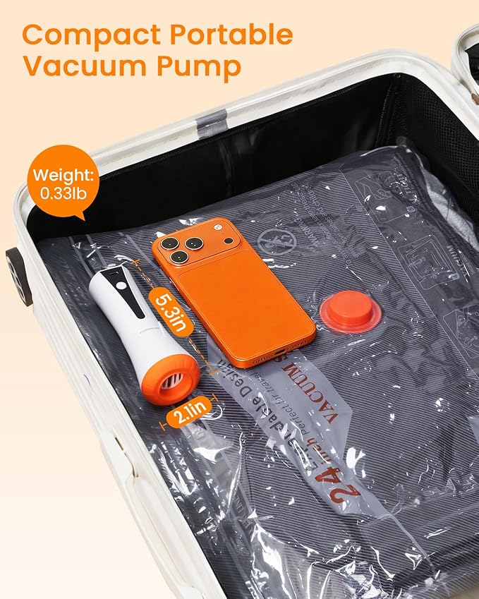 Vacuum Seal Bags for Clothing Travel with Rechargeable Cordless Pump, 15 Pack Compression Space Saver Bags for Packing, Luggage and Seasonal Storage