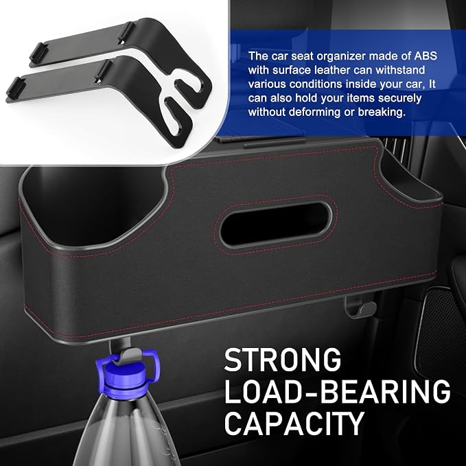 Car Seat Back Storage Box, Multifunctional Cup Holder Tissue Holder Mobile Phone Bracket, Portable Hanging Organizer for Handbags Wallets, for Most Cars Storage Accessories (Beige)
