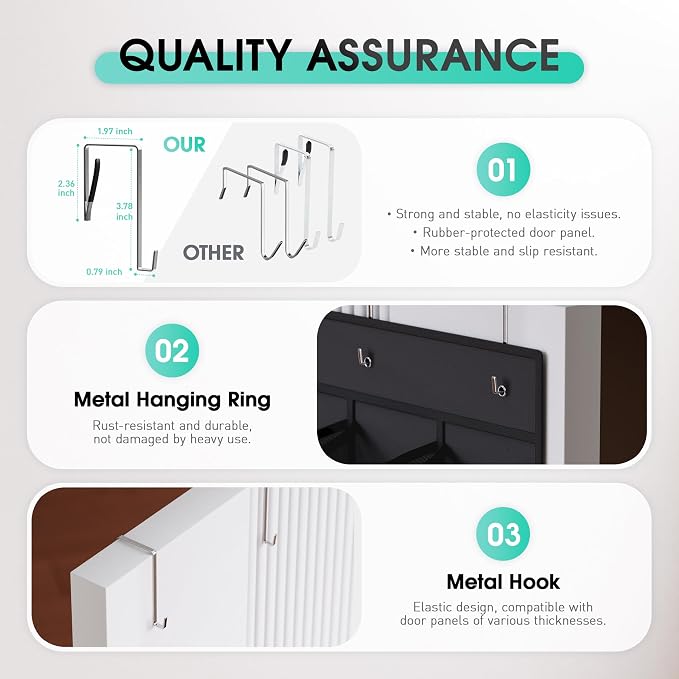 WVM Over the Door Shoe Organizer with 35 Breathable Mesh Pockets, Hanging Shoe Organizer for Door with 4 Metal Hooks, Large Capacity Closet Storage for Shoes, Accessories