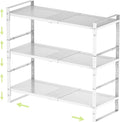 Expandable Shoe Rack Heavy-Duty Closet Organizer Adjustable Shelf Stackable Metal Framework for Entryway, Garage,RV,Pantry,Cabinet(Medium,3 Packs/White)