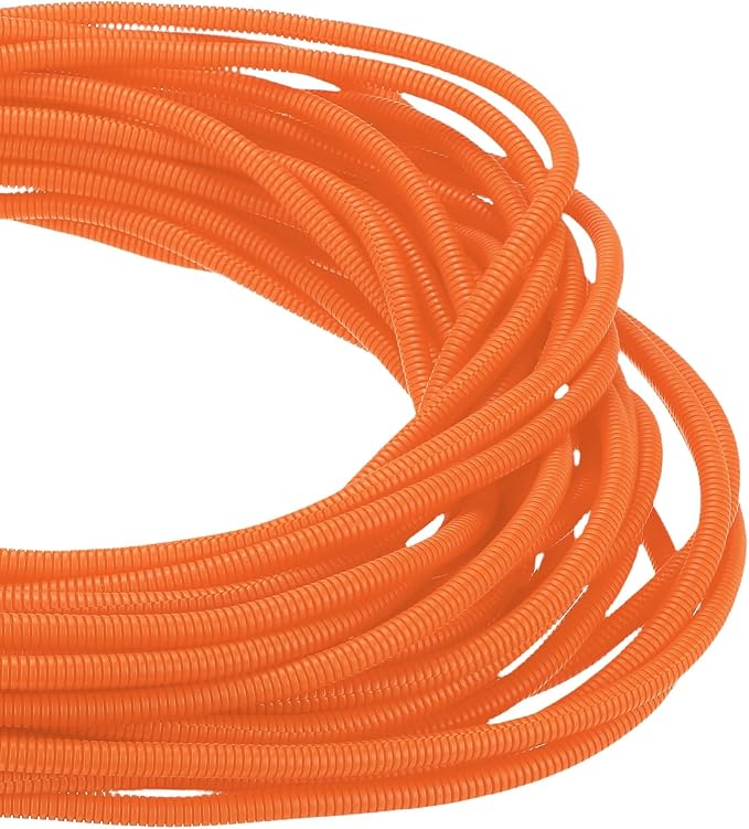 DMiotech 100ft Wire Loom Split Tubing 1/4 Inch(6.4mm) ID, Cord Protectors from Pet Flexible Conduit Cable Management for Office Home Garden, Orange