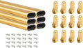 Outwater 48 Inch Satin Brass Aluminum Oval Closet Rod Kit, 1-3/16 Inch x 19/32 Inch Profile, Includes Matching Screw Mount Supports and Mounting Screws, Pack of 6