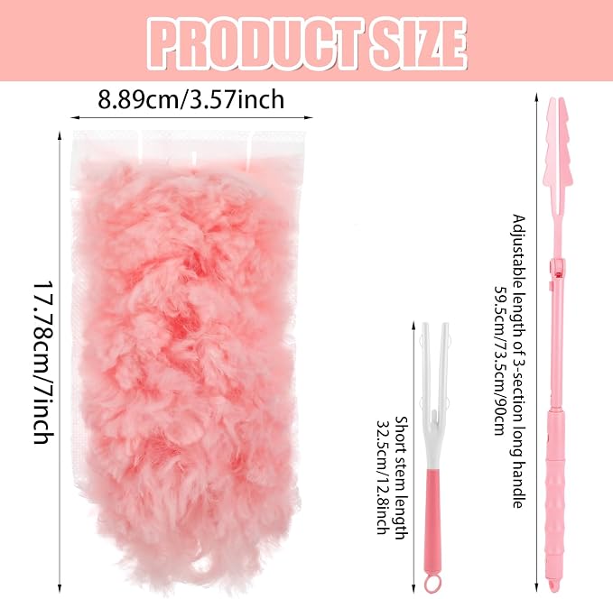 62Pcs Duster Kit 60 Refills and Extendable Handle Microfiber Dusting