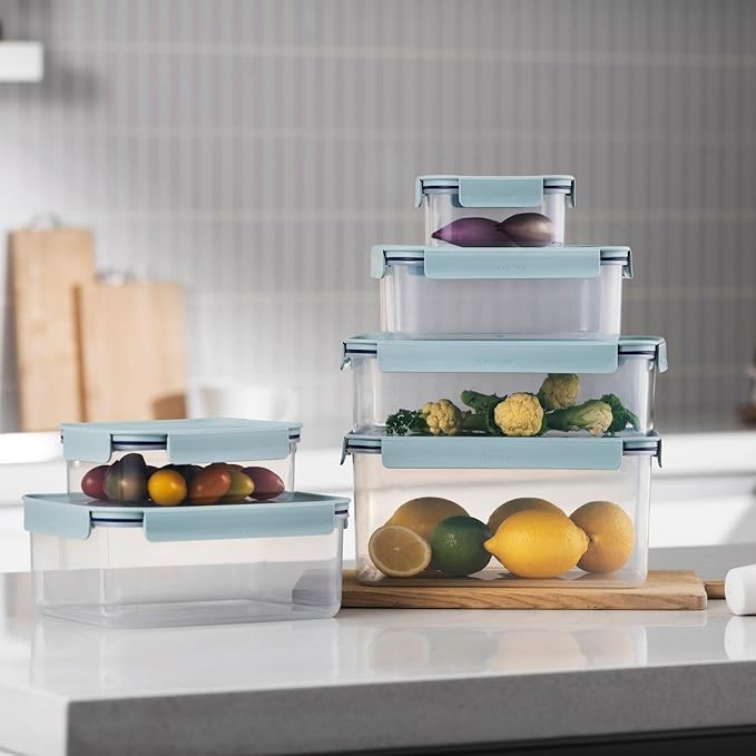 LocknLock HPL404 Classic-Plus Plastic Food Storage Container with Lid for Kitchen, Lunch, Meal Prep, and Leftovers, BPA-Free, Airtight, Leakproof, Microwave, Dishwasher, Freezer-Safe, 910ml