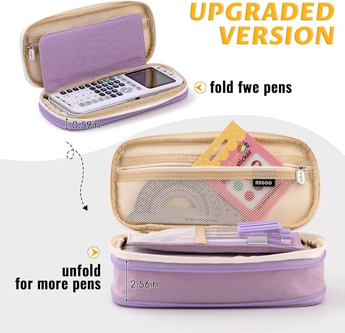 EASTHILL Big Capacity Pencil Pen Case Office College School Large Storage High Capacity Bag Pouch Holder Box Organizer Blue (Purple)