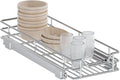 Pull Out Cabinet Organizer, 10.5" W x 18" D, Heavy Duty Chrome Slide Out Shelf for Narrow Base Cabinets, Sliding Wire Basket Drawer for Spices, Bottles, Snacks & Cleaning Supplies