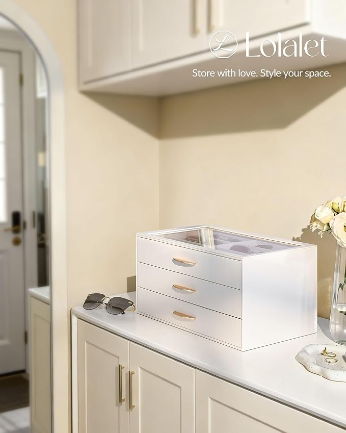 Lolalet Enlarged Sunglasses Organizer for women | Multi Eyewear Storage Box, Eye Glasses Case Display Holder with Clear Lid for Eyeglass Collection