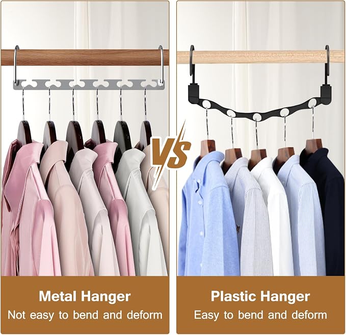 Space Saving Hangers for Clothes 8 Pack, Sturdy Metal Hangers Wardrobe Organizer, Magic Cascading Hanger, Closet Space Saver Closet Organizers and Storage