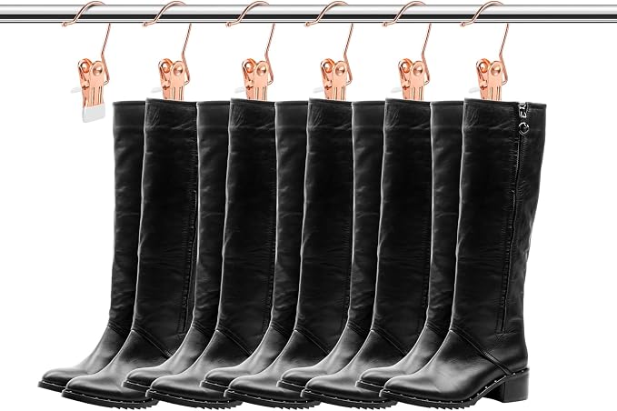 Hotop 20 Pieces Boot Hanger Clips for Closet, Laundry Hanging Hooks Heavy Duty Clips Boot Holder Portable Single Hooks Space Saving for Pants Jeans Clothes Hats Tall Towels (Rose Gold)