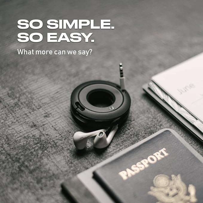 Side Winder Mini and Max Headphone, Earbud and Charging Cable Winder and Organizer Perfect for Wrapping Earbuds and Cords for Travel and Organization (Black, Mini)