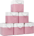 Cube Storage Bins, Collapsible Fabric Storage Cubes Bins, 11 Inch Cube Storage Bins with Handles, Foldable Storage Cubes (Pink, 10.5 * 10.5 * 11inch)