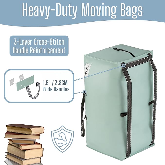VENO 8 Pack Heavy Duty Moving Bags with Backpack Straps, Zippers & Handles, Extra Large Packing Bags for College Dorm Essentials, Moving Supplies Alternative to Cardboard Moving Boxes