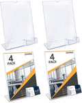 zavekia 8.5 x 11 Acrylic Sign Holder with Business Card Holder, Brochure Display Stand for desktop (8.5 x11 in/4 pack)
