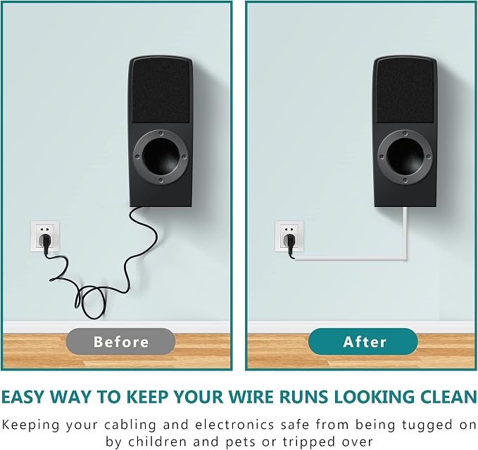 One Cord Cover Wall 153in(9X L17in), Mini Wire Hider, Self-Adhesive Wire Cover for Hiding Speaker Wire, Baby Monitor Cord - Paintable Wire Channel for Cable Concealer, W0.5in H0.3in, CMR05 White