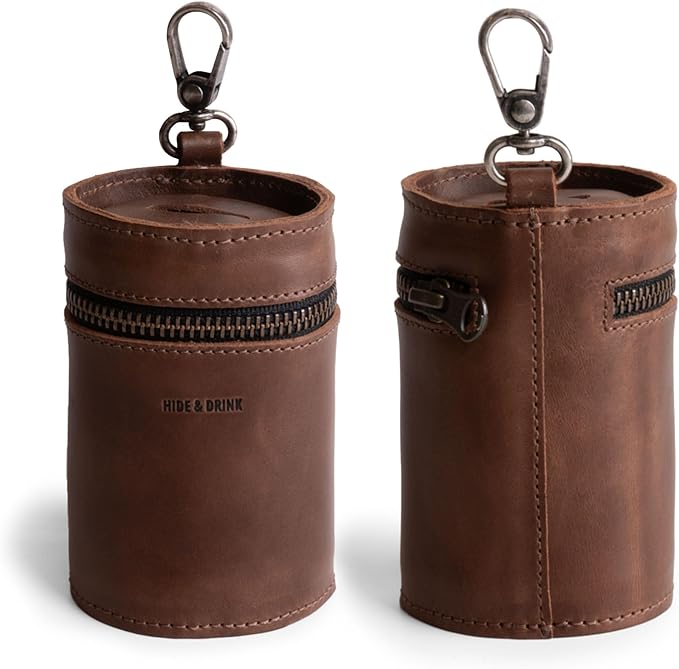 Hide & Drink Genuine Leather Coin Pouch Piggy Bank, Cash Holder Organizer, Coin Purse for Men & Women, Money Saving Box, Men's Change Purses & Pouches, Small Mens Wallet for Coins, Zippered Case Banks