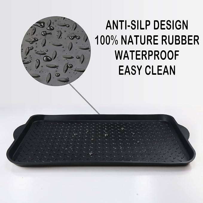 Matace 2 Pack Rubber Small Boot Tray for Entryway,Boot Mat,Shoe Tray,Shoe Mat for Indoor and Outdoor Use, 27.95"x 15.74" (Pack of 2)