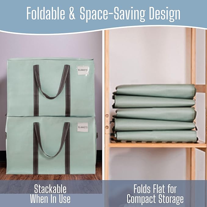 VENO 10 Pack Heavy Duty Moving Bags, Extra Large Storage Bags with Reinforced Handles & Strong Zippers, Foldable & Reusable Moving Box Alternative for Clothes & Dorm Storage