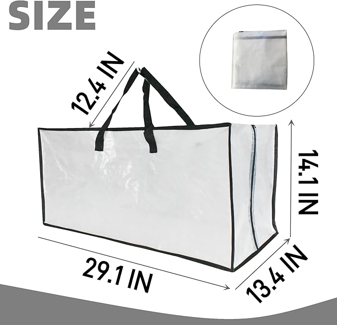 3 Pack Heavy Duty Moving Bags, Extra Large Clear Storage Bags with Zipper and Handles, Moving Boxes & Storage Bins Alternative, Packing Supplies, Moving Supplies for Dorm Room Essentials