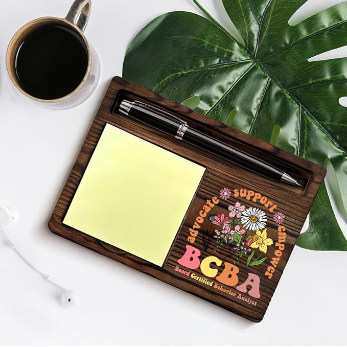 BCBA Gifts for Women, Board Certified Behavior Analyst Sticky Note Holder Gifts for BCBA Therapist ABA Special Education Teacher
