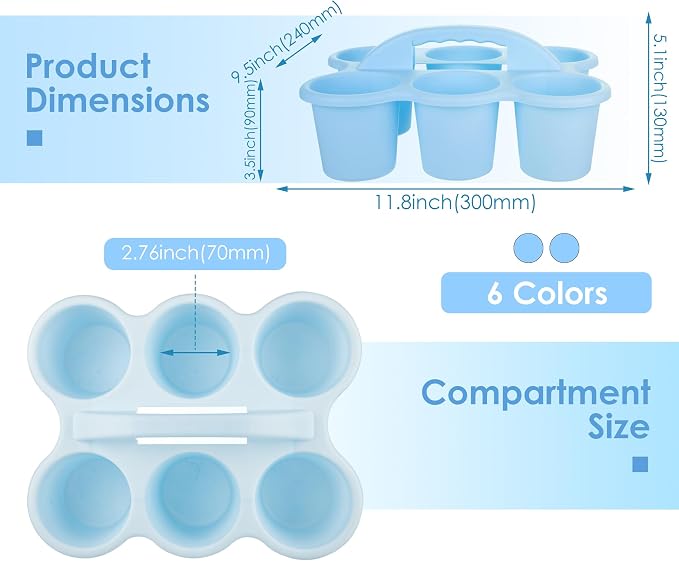 2 Pack Classroom Caddy For School,Kidsroom,Pencil Holder,Plastic Cup Caddy for Drink Delivery (Blue)