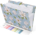 SKYDUE Accordion File Organizer, Floral Expanding File Folders with 5 Pockets, Cute Document Organizer for Paper Bills Receipt Storage, School Office & Hospital Supplies Letter/A4 Size Sky Blue