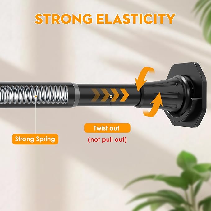 No Drilling Closet Rods for Hanging Clothes, Adjustable 32-60 in | Heavy Duty, Black, Metal, 1.1 Inch Diameter, Suitable for Closet, Wardrobe, Laundry, RV