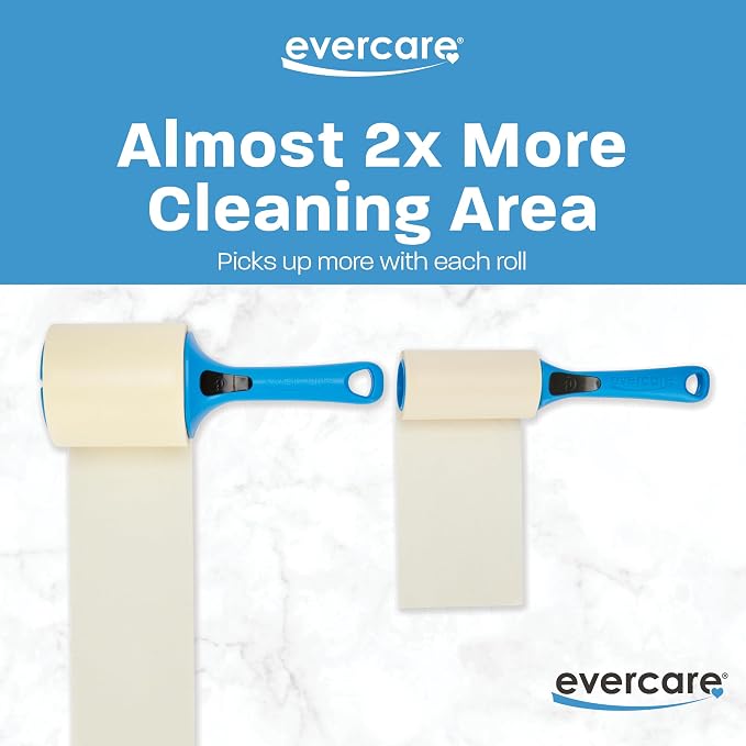 Evercare Jumbo Lint Roller, 60‑Sheet Extra‑Large Adhesive Roller with Blue Handle for Pet Hair & Lint