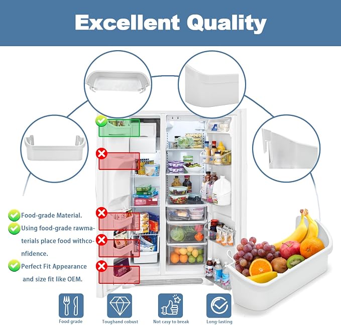 240334201 Refrigerator Door Shelf Bin Compatible with Frigidaire Kenmore BFHS2611LM0 BGHS2634KE2 CRSE263TB0, 240334201 Fridge Door Bin Replace AP2115843 891031 AH429846 240334207 EAP429846 PS429846