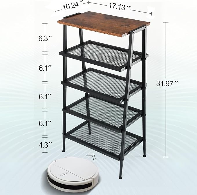 A-Shaped Shoe Rack for Entryway, 5-Tier Shoe Storage Organizer | Wooden Top, Mesh Shelves, Space-Saving Shoe Shelf, Free Standing, 31.97"H, Holds 10 Pairs, for Bedroom, Closet, Rustic Brown