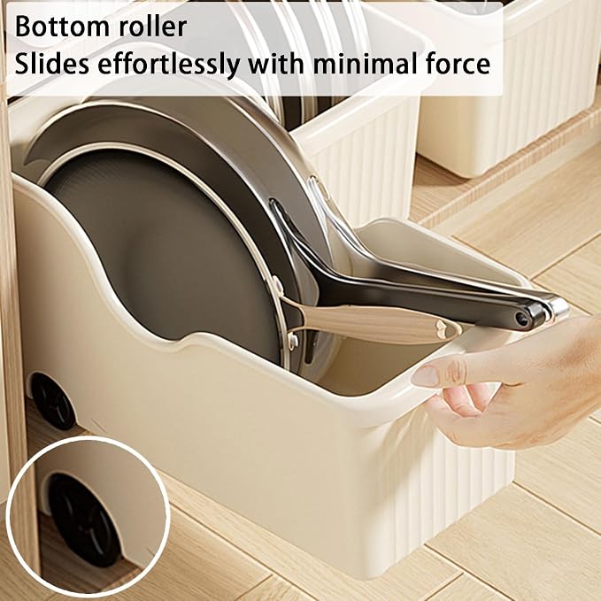2/3 Pack Pull Out Cabinet Organizer Bin with Roll Wheels, Kitchen Bathroom Cabinet Under Sink Organizer and Storage, Multi-Use Cabinet Organizer Basket for Pantry Spice