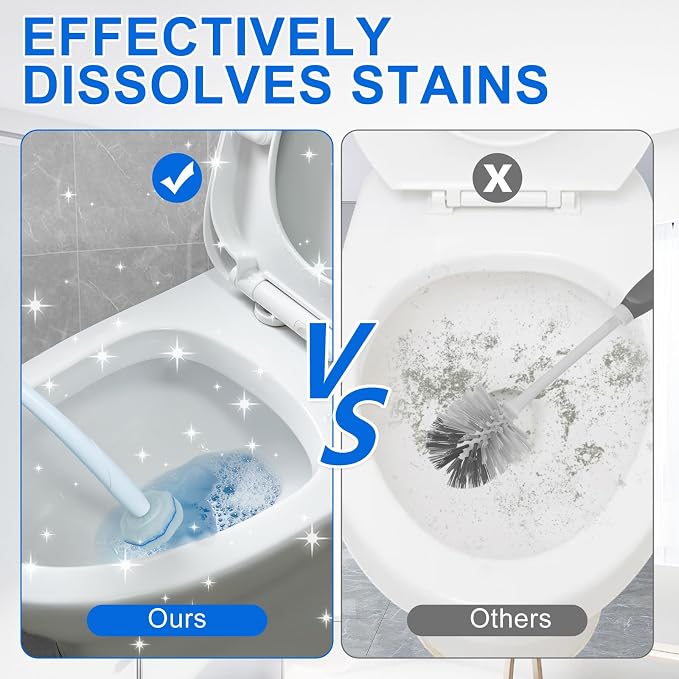 60pcs Disposable Toilet Brush Head Refills Compatible With Clorox System | Upgrade Fiber Cleaner Heads for Clorox Toilet Closestool .(not included brush rod)