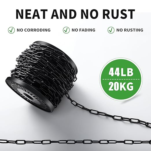 100 ft 1/12" Metal Hanging Chains Fixture Chain Decorative Chain Light Duty Chain Utility Chains for Hanging Plants, Basket, Light Fixture, Chandelier, Lamp (2mm 100ft)