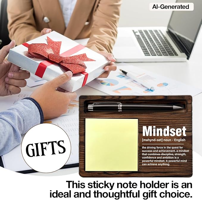 Inspirational Sticky Note Holder Positive Home Office Decor Motivational Gifts for Coworkers Employees Colleagues Mindset Definition Self-Stick Note Pad Holders