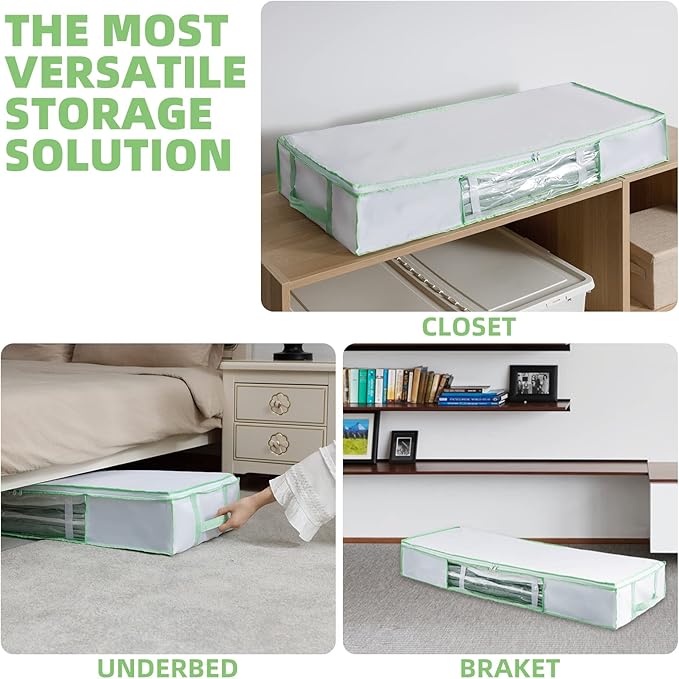 TAILI Under Bed Comforters Storage Container, Save 80% Space, Large Capacity Foldable Under Bed Storage Box for Quilts Pillow Blankets Linen, , 41" x 17.7" x 6", Jumbo Comforters Vacuum Storage Bag
