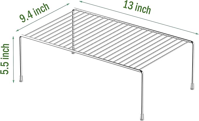 iPEGTOP Set of 2 Kitchen Cabinet Shelf Organizer, Medium (13 x 9.4 Inch) Bathroom Cabinet Organization Wire Shelf Rack, Rustproof Storage Space Saver Shelves for Countertops Pantries Utensils