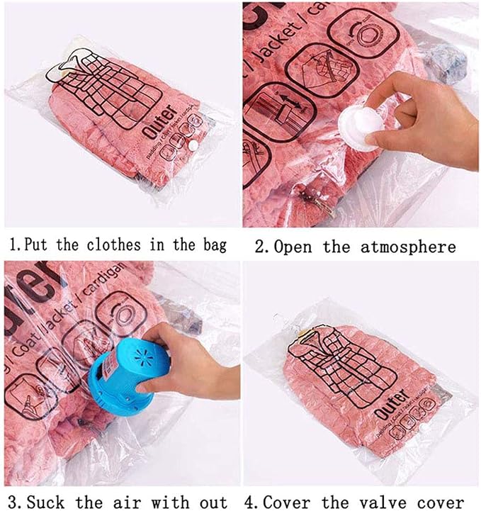 STTC Pack of 3 Garment Covers Bags, Hanging Transparent Vacuum Storage Bag for Wardrobe Storage Travel Garment Bags,M