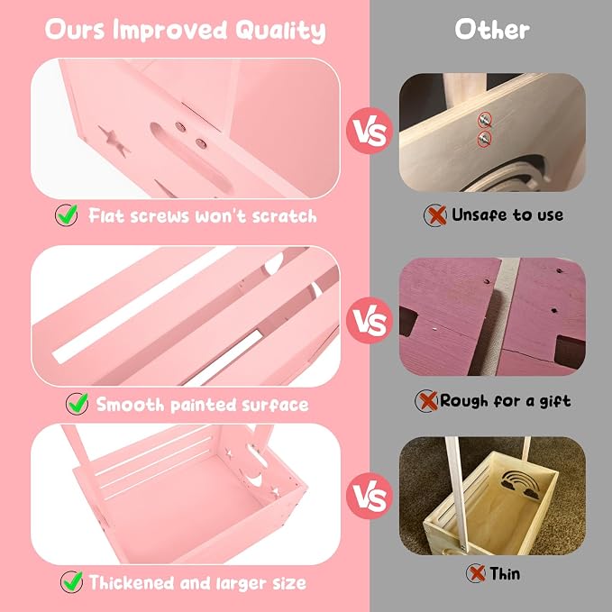 Large Baby Shower Gifts Basket Wooden Crate, Personalized Wooden Letters Hangers New Born Baby Girl Boy Pregnancy Gifts for New Mom Parents Vine Decorations Cute Closet with Adjustable Handle Pink