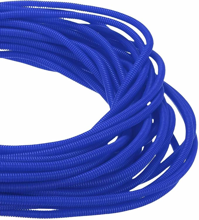 DMiotech 100ft Wire Loom Split Tubing 1/4 Inch(6.4mm) ID, Cord Protectors from Pet Flexible Conduit Cable Management for Office Home Garden, Blue
